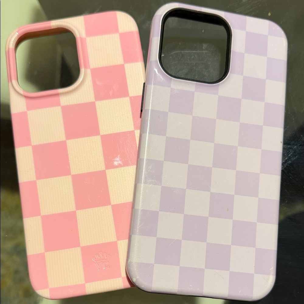 Checkered Pink and Purple Phone Cases 14 Pro Max